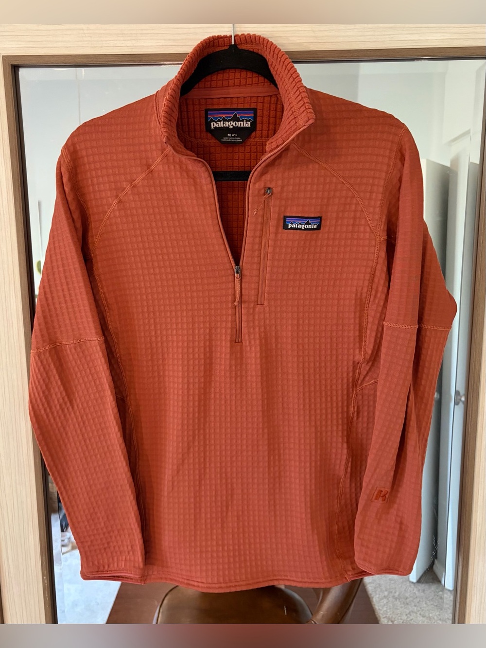 Patagonia R1 Pullover Women's Medium Orange 1/4 Zip Waffle Fleece Polartec Base
